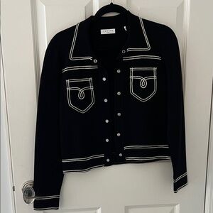 Sandro Black Blazer with White Piping